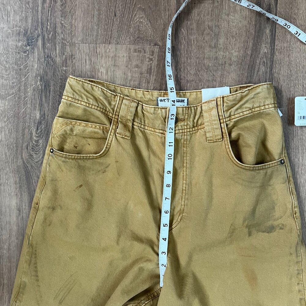 NEW Free People We The Free Chill Vibes Dropped Wide Leg Mustard Scout Jeans - Picture 4 of 12